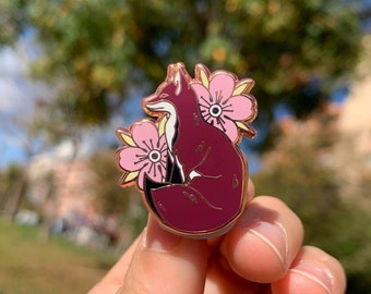 Sakura Fox hard enamel pin •