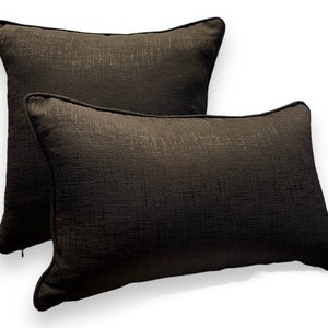 Black Plain Velvet Decorative Throw Pillow Cover with Black Velvet Binding / 20x20 - 18x18 - 12x20 Inches