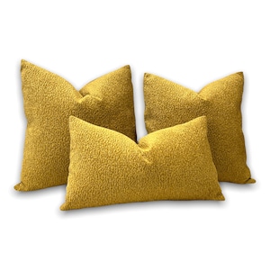 Yellow Modern Textured Chenille Decorative Throw Pillow Cover / 20x20 - 18x18 - 12x20 Inches