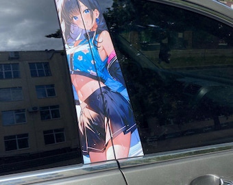 Custom Anime Car Pillar Sticker, ANY Image Vinyl Wrap for Vehicle Pillars, JDM Itasha Livery, Car Door, Side Graphics 24 × 6 cm