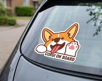 Cute Corgi Car Window Sticker | Dog On Board Vinyl Decal