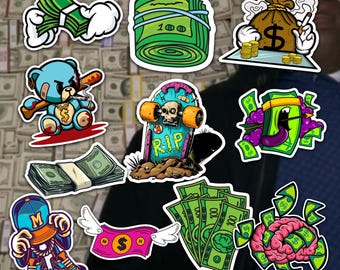 Kawaii Money Stickers, Money Manifestation Decal Set, Waterproof Laptop Stickers, Journal Stickers For Planner, Size per sticker 7x9 cm