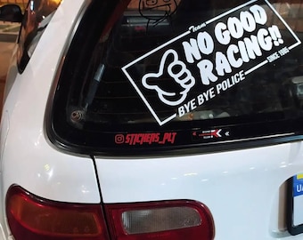 No Good Racing Decal, JDM Tuning Car Window Sticker, Waterproof Racing Windshield Vinyl, Funny Car Accessories 25×13 cm/40×20 cm