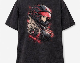 Cyber Helmet Girl T-Shirt Oversized Unisex