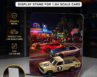 Metal Hot Wheels Display Stand | 1:64 Scale Car Holder, Diorama Base