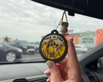 This Is Fine Car Air Freshener, Funny Meme Hanging Car Freshener