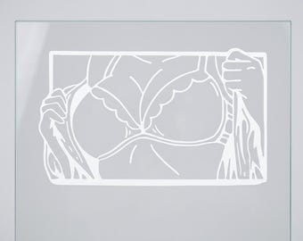 Waifu Car Window Sticker, Booty Line Art Decal, Laptop Window Vinyl, JDM Sticker