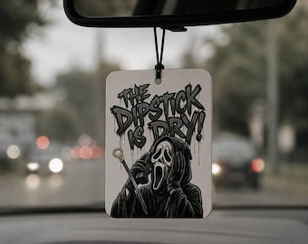 Ghost Face Horror Car Air Freshener, The Dipstick Is Dry, Gothic Accessory