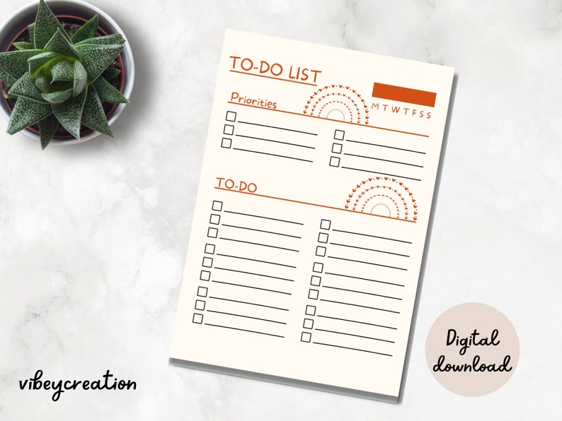 Boho to Do List Printable Daily to Do List Daily Task List - Etsy