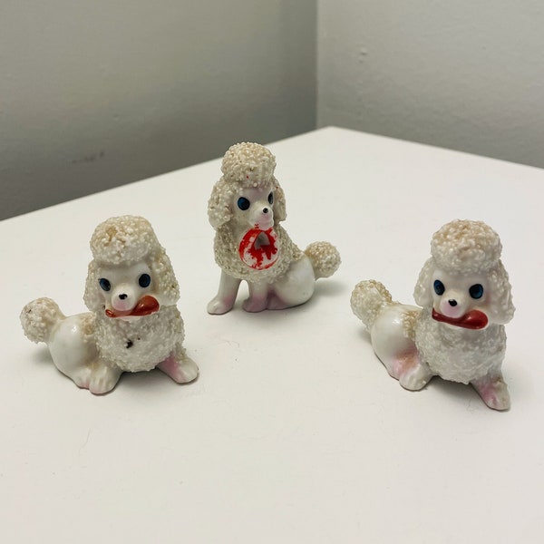 Set of 3 Vintage Miniature Porcelain Poodles