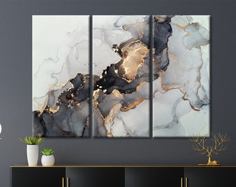 Marble Gold Wall Art Canvas, Abstract Canvas Art, Oversized Canvas Art, Extra Large Wall Art, Marble Wall Decor, Split Canvas Art, Modern