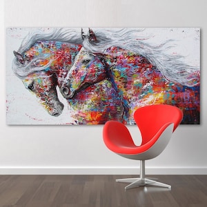 Horses Art Canvas Wall Decor, Abstract Horses Art, Multi Panels Home Decor, Horse Wall Decor, Modern Canvas Wall Decor,Animal Print