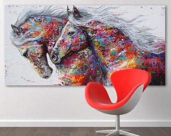 Horses Art Canvas Wall Decor, Abstract Horses Art, Multi Panels Home Decor, Horse Wall Decor, Modern Canvas Wall Decor,Animal Print