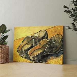 Vincent Van Gogh - A Pair of Leather Clogs (1888) | Vintage Wall Art Shoes/ Hand Painted Oil Painting Canvas Print