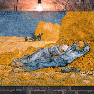 The nap after Van Gogh painting oil painting on canvas signed / Hand Painted Oil Painting farmers sleeping after Van Gogh