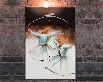 Literally Meaning "Nothing" Or "Ever, Whirling Dervish Oil Painting Canvas Print Islamic Wall Art,  Islamic Wall Art, Islamic Home Decor