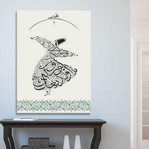 Hic In Arabic Thuluth Calligraphy Oil Painting Canvas Print, Islamic Wall Art, Literally Meaning &quot;Nothing&quot; Or &quot;Ever, Islamic Wall Art