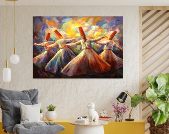 Whirling Dervish Oil Painting Canvas Print Islamic Wall Art, Islamic Home Decor, Islamic Decor, Islamic Art, Ramadan Decor, Eid Decor