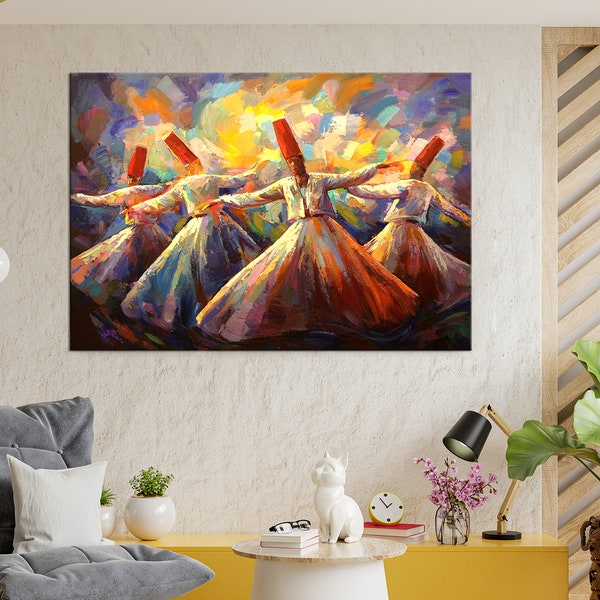 Whirling Dervish Oil Painting Canvas Print Islamic Wall Art, Islamic Home Decor, Islamic Decor, Islamic Art, Ramadan Decor, Eid Decor