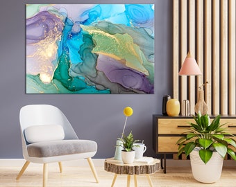 Abstract Vivid Color Brushstroke Printing Wall Art, Multicolor Oil Paint Canvas, Stirring PaintAbstract Artistic Painting Prints,