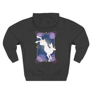 The Hare - Moletom com capuz estilo carta de tarô com coelho e lebre, moletom de lã com três painéis, suéter com estampa de carta de tarô de coelho, dono de coelho