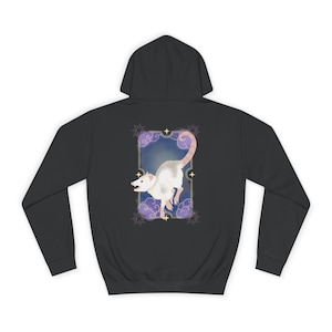 L'opossum - sweat à capuche unisexe style carte de tarot possum - cadeau unique pour les amoureux des animaux, sweat mystique, pull à capuche graphique mignon, magique