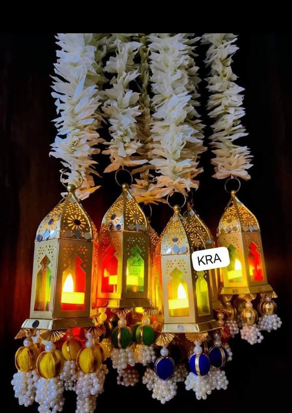 Brightly Painted Iron Toran Diwali Lamp - Small Brightly Painted Iron Toran Diwali Lamp - Small