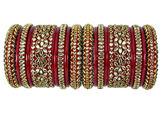 Red and golden bangles best sale set