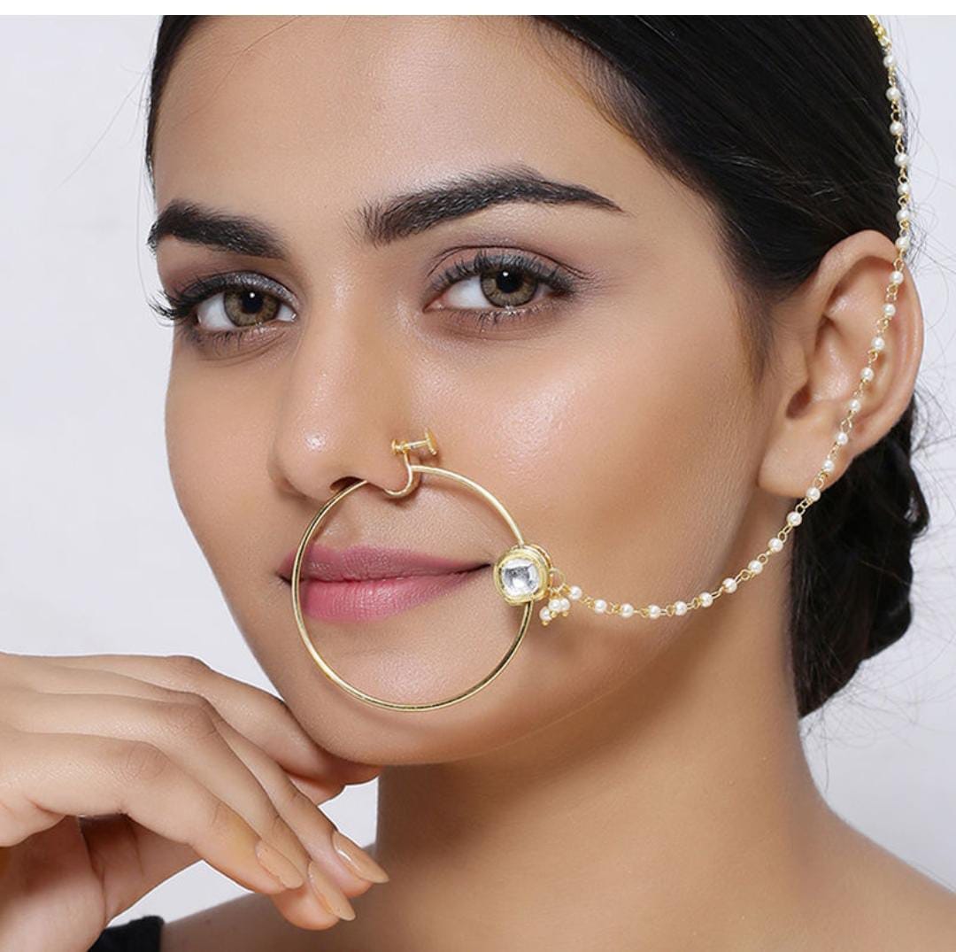 Buy Traditional Ethnic Bridal Nose Ring/Nath/Nathiya without piercing for  Women/Girls Online at Best Prices in India - JioMart.