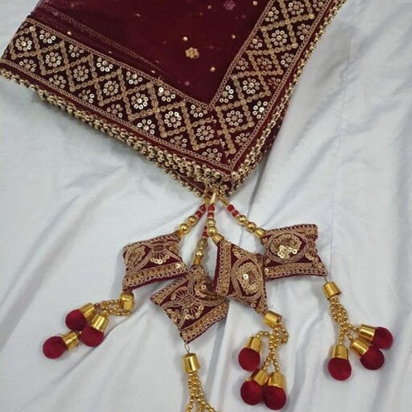 Maroon Indian Wedding Dupatta long net embroidered scarf Punjabi dress dupattas with zari embroidery for festival chunni lehenga Veil tassel