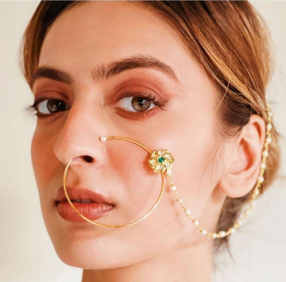 Indian Traditional Nath Bridal Jewelry Nose Pins Bridal Nose