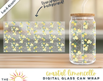 coastal limoncello glass can wrap digital download lemon citrus summer png uvdtf sublimation printable 16oz 20oz glass can kitchen design