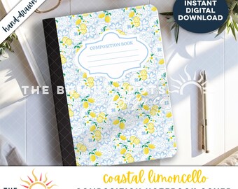 Coastal Limoncello Notebook Cover: Printable PNG, Back to School (Digital Download)
