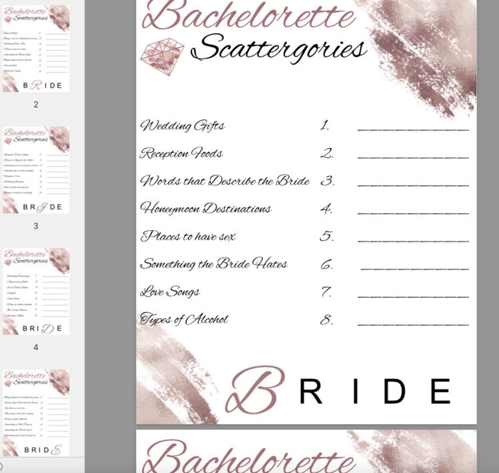Bachelorette Scattergories | Dirty Scattergories | Girls Night Game ...