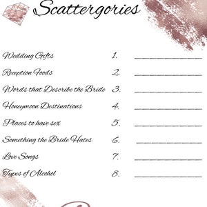 Bachelorette Scattergories | Dirty Scattergories | Girls Night Game ...