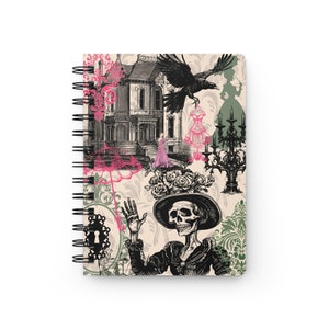 Deathly Vintage Spooky Spiral Notebook Journal, Halloween Ghost Diary, Creepy Gothic Writing Book, Horror Vintage Theme