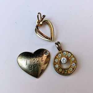 3 Womens/girls vintage costume heart shaped pendants