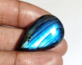 Labradoritblå flashig cabochon, 31.40 Crt. 27x19x8 MM ovalformad cabochon handgjord polerad lös ädelsten för smycken, presentsten.