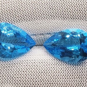 10x14 mm. Natural Swiss Blue Topaz Matching Pair November Birthstone Faceted Pear Shape Swiss Topaz Faceted Loose Wholesale Gemstone.