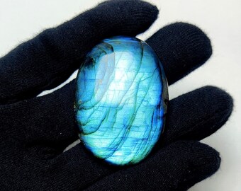 natürlicher Labradorit, Lose Cabochon Blau Auffällig, 144.50 Crt. 53x38x8 MM. Lockerer Edelstein Zur Schmuckherstellung Stein.