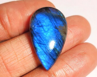 Labradoritblå flashig cabochon, 20.15 Crt. 25x15x7 MM ovalformad cabochon handgjord polerad lös ädelsten för smycken, presentsten.