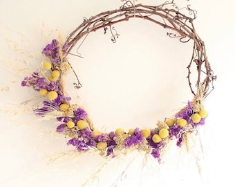 Wreath: sustainable everlasting handmade  dried flower & vine