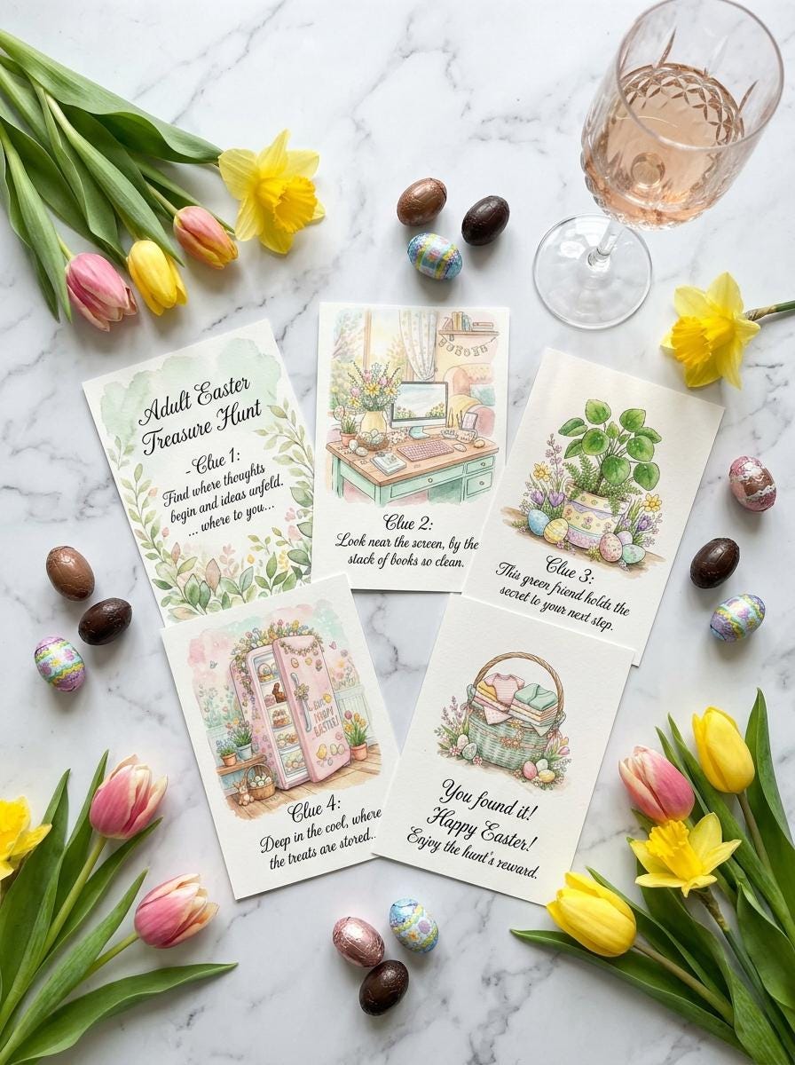 Adult Easter Egg Hunt Clues Printable, Easter Egg Hunt Riddles for ...