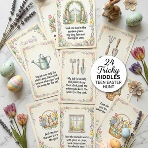 Teen Easter Treasure Hunt 24 Tricky Riddles, Easter Scavenger Hunt Older Kids Teens, Difficult Easter Egg Hunt Clues, Instant Download