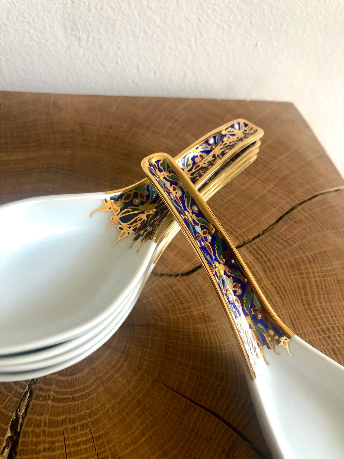 Thai Soup Spoon A Set of Five Thai Benjarong Hand Painted Etsy