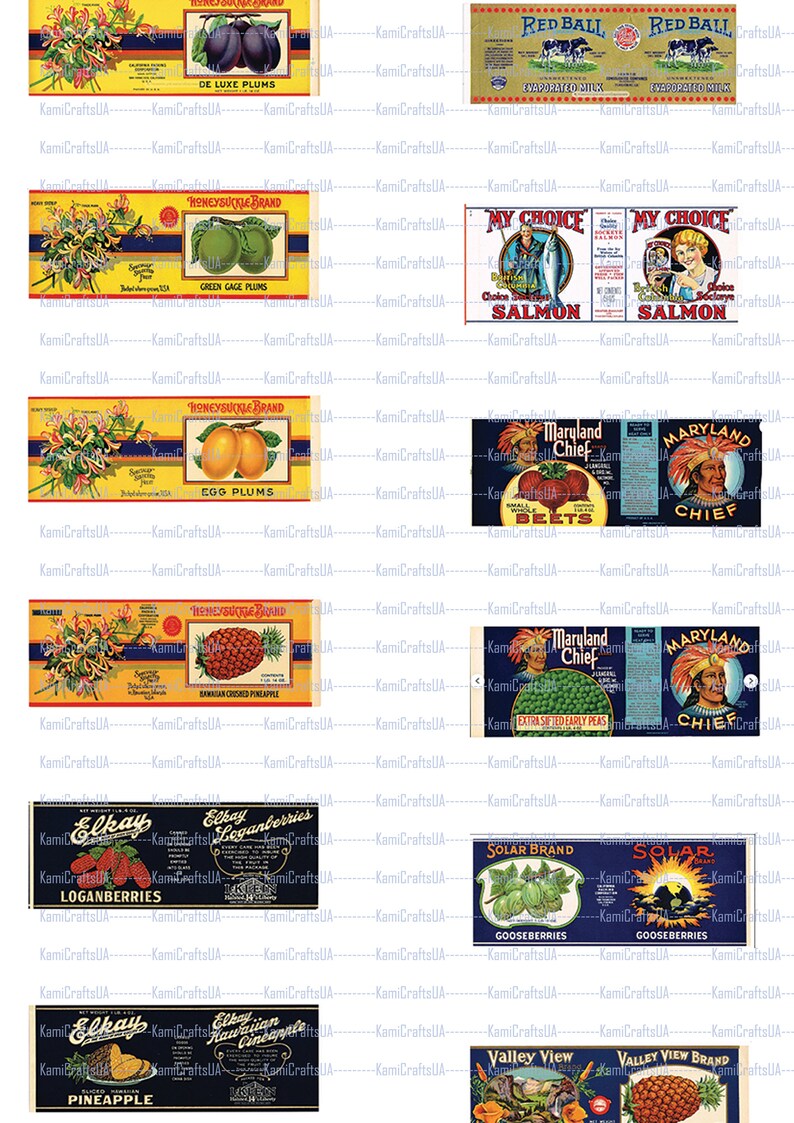 60 Printable Miniature Canned Food 1920-1940 for Miniature Dollhouse 1: ...
