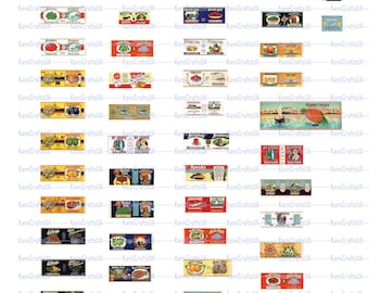 60 Printable miniature canned food 1920-1940 for Miniature Dollhouse 1:12 scale | DIY Miniature Food for Diorama | Digital File