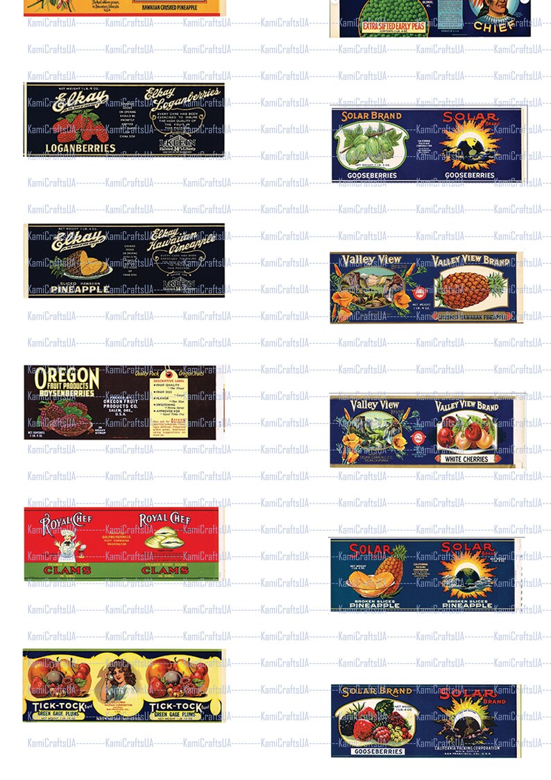 60 Printable Miniature Canned Food 1920-1940 for Miniature Dollhouse 1: ...