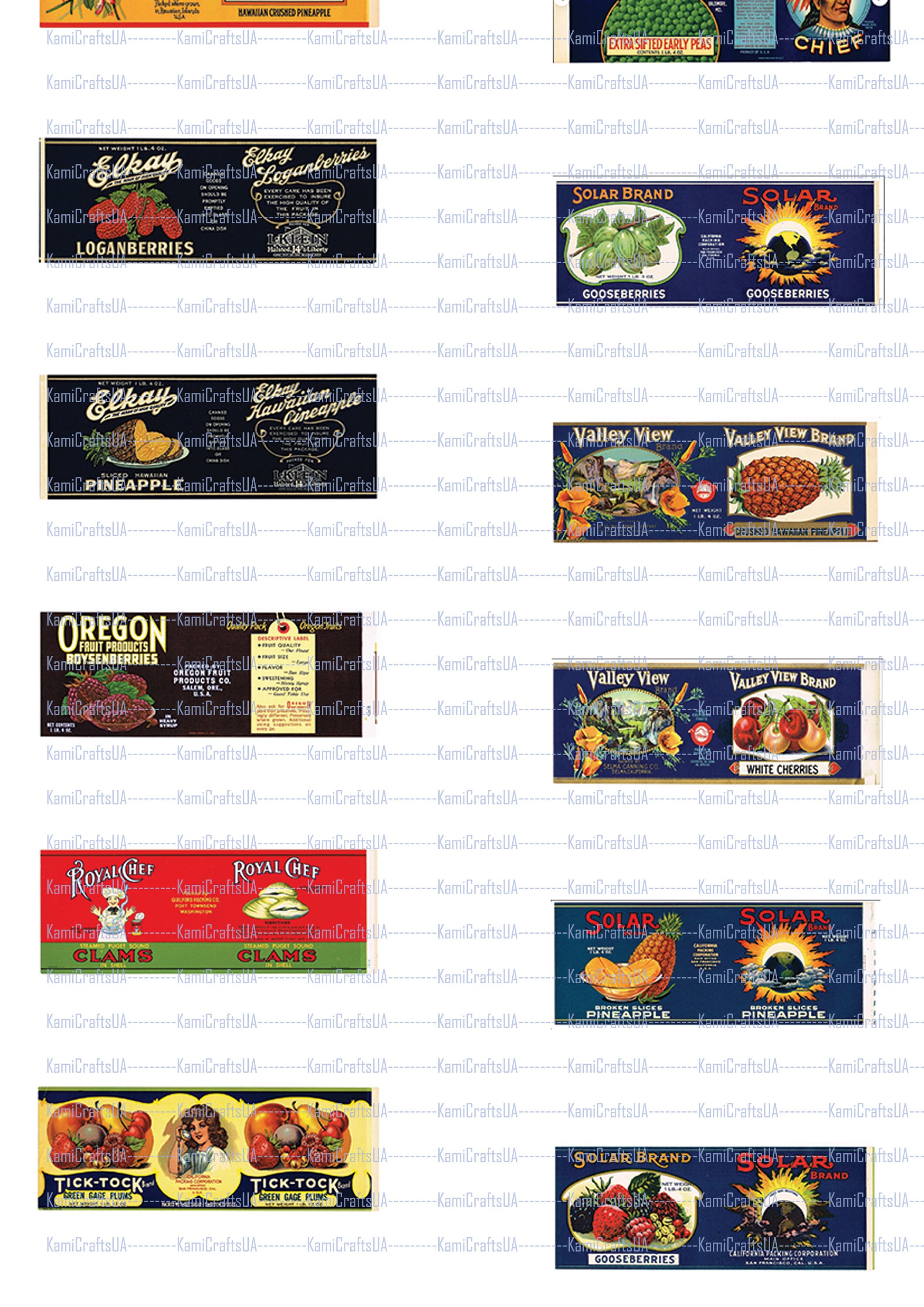 60 Printable Miniature Canned Food 1920-1940 for Miniature Dollhouse 1: ...