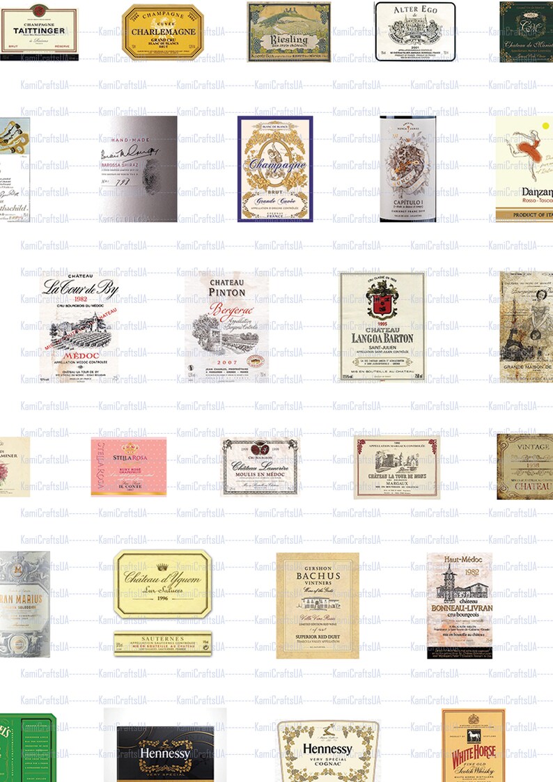 Printable Miniature Packaging Wine, Champagne, Beer Labels for ...